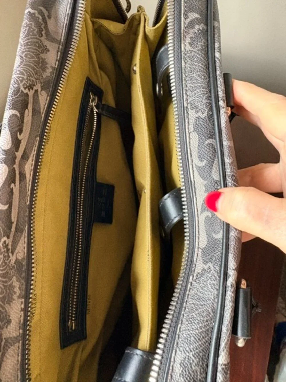 ETRO Milano Italian Leather Laptop/Briefcase Bag - Damask Print